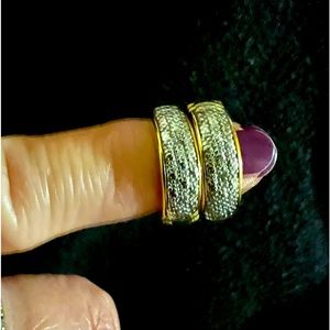 Genuine diamond accents gold plated hoops . Ships Usa only